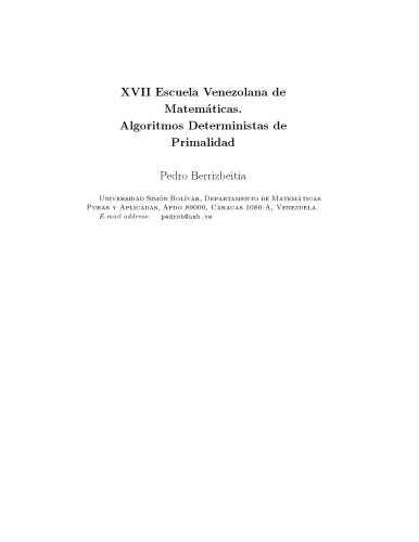 ﻿Algoritmos Deterministas de Primalidad