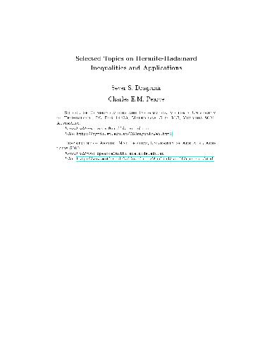﻿موضوعات منتخب در مورد نابرابری ها و کاربردهای هرمیت-هادامارد