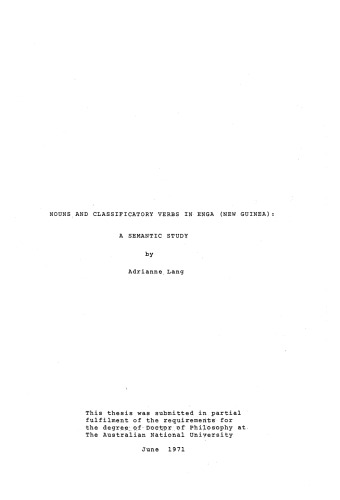 اسم ها و فعل های طبقه بندی در Enga (گینه نو): یک مطالعه معنایی