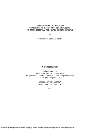 ﻿مرزهای بازجویی: کریستین دو پیزان و تأثیر او در اواخر قرون وسطی و اوایل انگلستان مدرن