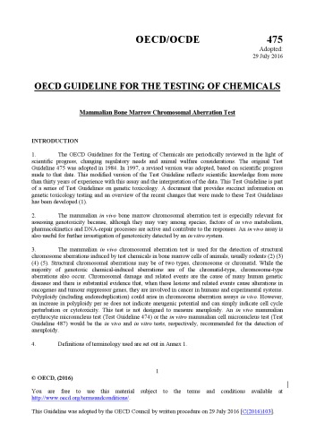 ﻿تست شماره 475: تست انحراف کروموزومی مغز استخوان پستانداران.