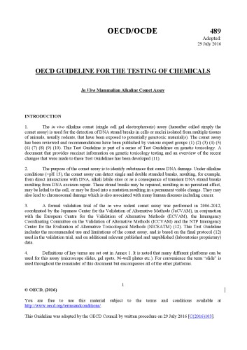 ﻿تست شماره 489: سنجش دنباله دار قلیایی پستانداران In Vivo