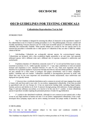 ﻿تست شماره 232: آزمایش تولید مثل Collembolan در خاک.