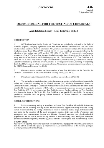 ﻿تست شماره 436: سمیت حاد استنشاقی - روش کلاس سمی حاد