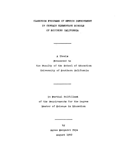 ﻿برنامه های کلاس درس بهبود گفتار در برخی از مدارس ابتدایی کالیفرنیای جنوبی