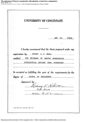 سرشماری های مارکوس آرژانتاریوس: مقدمه ، متن اصلاح شده ، تفسیر