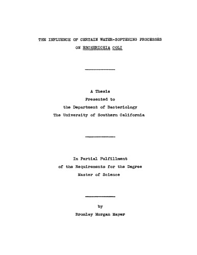 ﻿تأثیر برخی فرآیندهای نرم شدن آب بر اشریشیا کلی