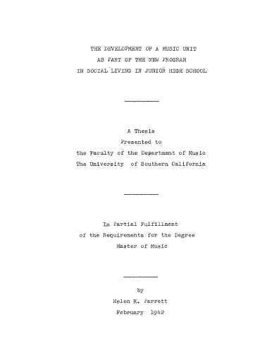 ﻿توسعه یک واحد موسیقی به عنوان بخشی از برنامه جدید در زندگی اجتماعی در دبیرستان