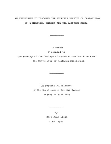 ﻿آزمایشی برای کشف تأثیرات نسبی بر ترکیب رسانه های آبرنگ، تمپر و رنگ روغن