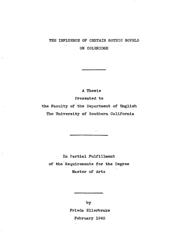 ﻿تأثیر برخی از رمان‌های گوتیک بر کولریج