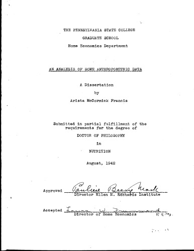 ANALYSIS OF ANOTHER DATA OF ANTHROPOMETRIC