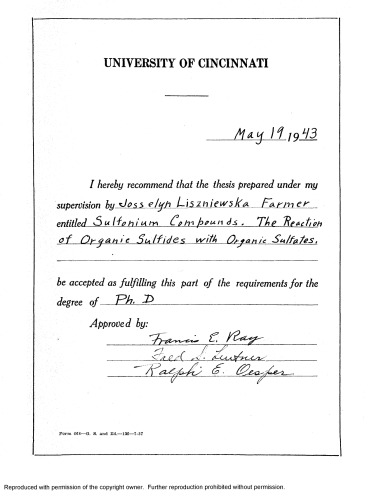 ترکیبات سولفونیوم: واکنش سولفیدهای آلی با سولفاتهای آلی