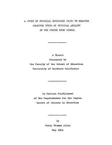 ﻿مطالعه آزمونهای تربیت بدنی برای اندازه گیری انواع انتخاب شده توانایی جسمی در دوره متوسطه اول
