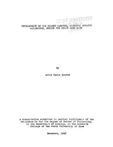 ﻿رشد همستر طلایی، Cricetus auratus Waterhouse، در طی نه روز اول