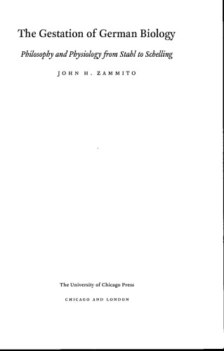 ﻿بارداری زیست شناسی آلمانی: فلسفه و فیزیولوژی از استال تا شلینگ