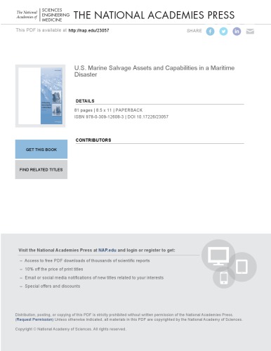 دارایی ها و توانایی های نجات دریایی ایالات متحده در یک فاجعه دریایی: خلاصه ای از یک کارگاه آموزشی ، 4-5 سپتامبر 2008 ، مرکز بکمن ، ایروین ، کالیفرنیا