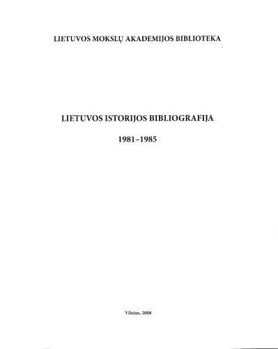 کتابشناسی تاریخ لیتوانی، 1981-1985
