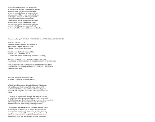 روانشناسی جنایی: راهنمای برای قضات، تمرینکنندگان و دانشجویان