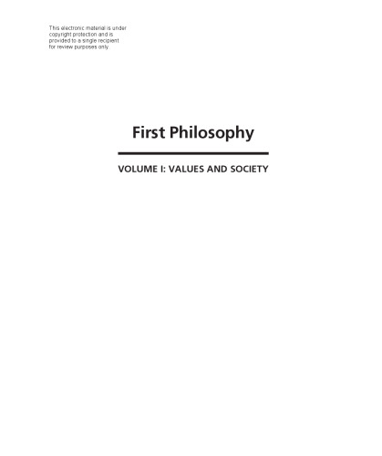 ﻿فلسفه اول I: ارزشها و جامعه: مسائل اساسی و خوانشها در فلسفه