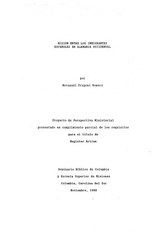 ﻿ماموریت در میان مهاجران اسپانیایی در آلمان غربی (کارشناس ارشد هنر)