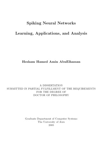 ﻿اسپکینگ شبکه های عصبی یادگیری، کاربردها و تجزیه و تحلیل [diss.]
