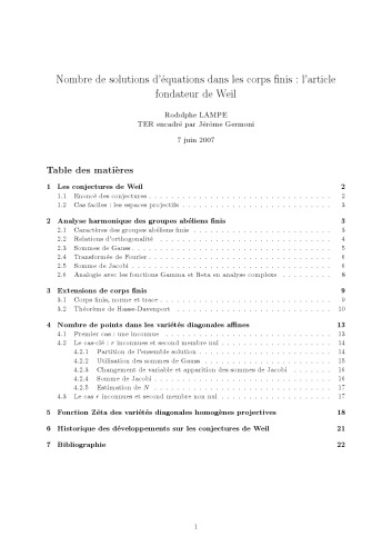 ﻿تعداد حل معادلات در میدان های محدود: مقاله پایه گذاری توسط ویل