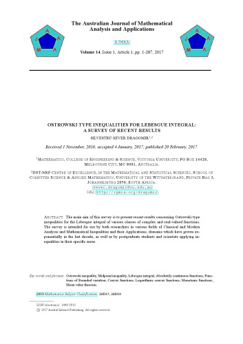 ﻿نابرابری های نوع Ostrowski برای انتگرال Lebesgue: بررسی نتایج اخیر