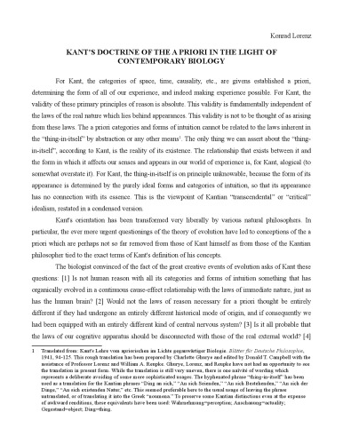 ﻿دکترین پیشینی کانت در پرتو زیست شناسی معاصر