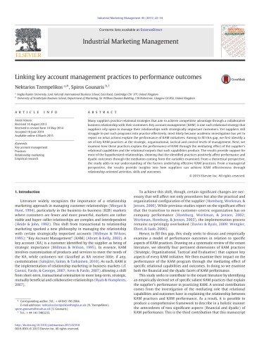 ﻿پیوند دادن شیوه های کلیدی مدیریت حساب به نتایج عملکرد