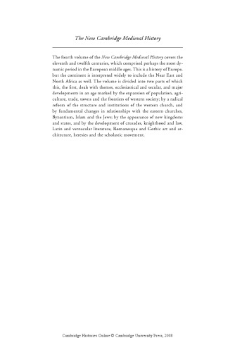 تاریخ قرون وسطایی کمبریج جدید ، جلد. 4: ج. 1024-c. 1198 (قسمت 1)