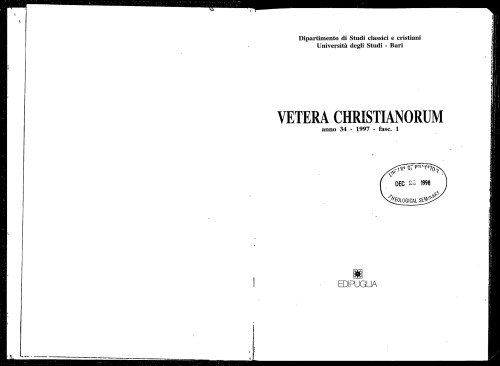﻿Vetera Christianorum No. 34، 1997. حضور اوریگن در موعظه های سرود آوازهای گریگوری نیسا.