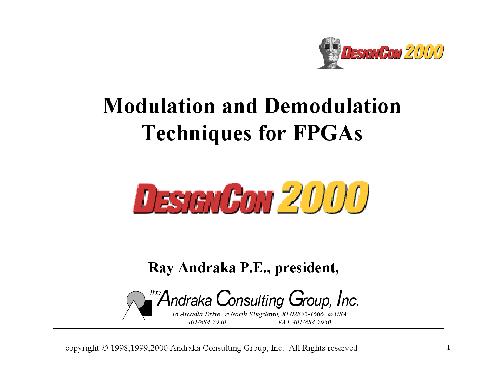 ﻿مدولاسیون و تکنیک های دمدولاسیون Fpga. DesignCON 2000