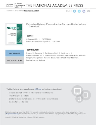 ﻿برآورد هزینه های خدمات پیش ساخت بزرگراه، جلد 1 - کتاب راهنما