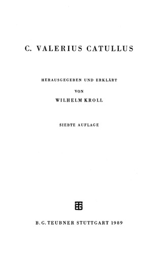 ﻿Catullus: متن لاتین با حاشیه نویسی آلمانی