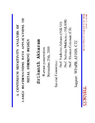 ﻿تجزیه و تحلیل حساسیت مداوم از تغییر شکل های بزرگ با کاربردهای طراحی فلزی