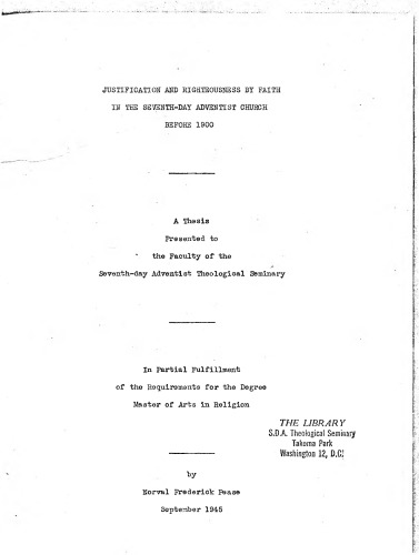 ﻿توجیه و عدالت با ایمان در کلیسای ادونتیست روز هفتم قبل از سال 1900
