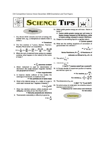 مسابقه علم چشم انداز دسامبر 2008 اوراق قرضه گرانش شیمی و آزمون مقالات CSV