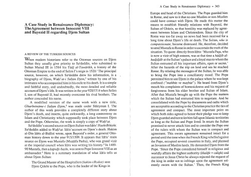 یک مطالعه موردی در دیپلماسی رنسانس توافق نامه بین Innocent VIII و Bayezid II در مورد Djem Sultan