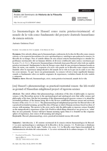 ﻿پدیدارشناسی هوسرل به مثابه عقل عملی-وجودی- جهان زندگی به عنوان شالوده پروژه روشنگری هوسرلی در علم دقیق