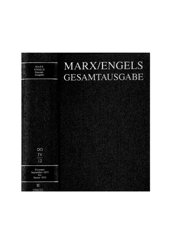 ﻿MEGA² IV.12 - کارل مارکس - گزیده‌ها و یادداشت‌ها. سپتامبر 1853 تا ژانویه 1855