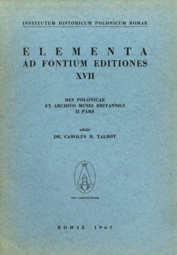 ﻿Res Polonicae ex Archivo Musei Britannici، II pars