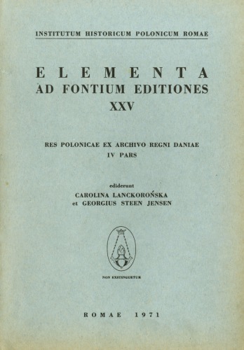 ﻿Res Polonicae ex Archivo Regni Daniae, IV pars