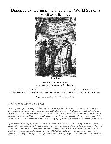 ﻿گفتگو در مورد دو سیستم اصلی جهان (1632) - ترجمه شده توسط دریک - خلاصه شده توسط S. E. Sciortino