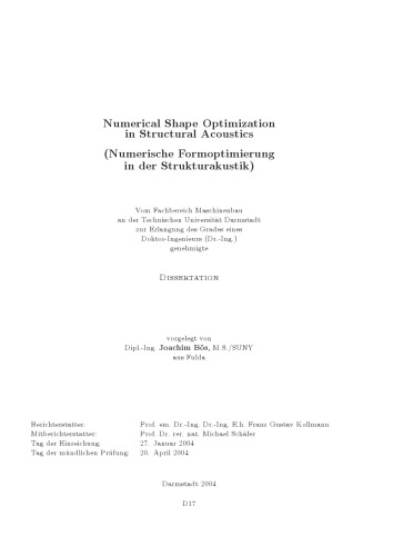 بهینه سازی شکل عددی در آکوستیک سازه