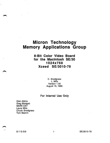 ﻿کاربردهای حافظه فناوری میکرون برد ویدیوی رنگی 8 بیتی برای Macintosh SE/30 1024x768 Xceed SE/301 0-78
