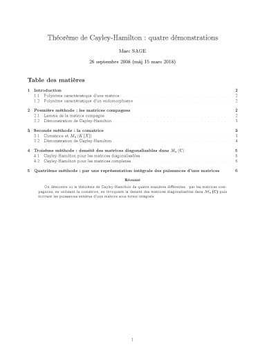 قضیه کایلی-همیلتون: چهار تظاهرات