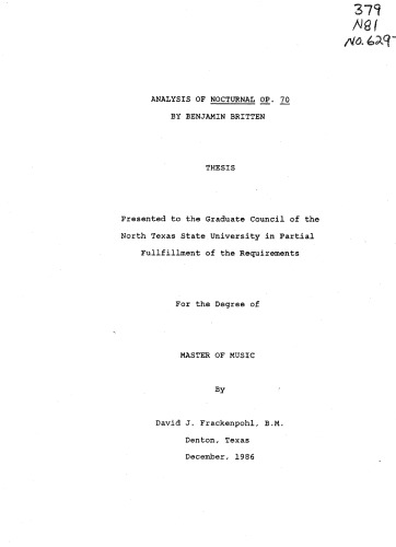 ﻿تحلیل شبانه op.70 توسط بنجامین بریتن