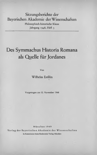 ﻿Symmachus Historia Romana به عنوان منبعی برای Jordanes