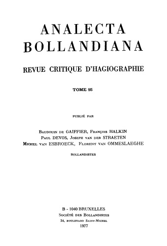 Analecta Bollandiana. بازبینی انتقادی از تدریس خصوصی