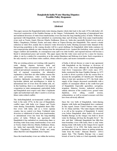 اختلافات در مورد اشتراک آب در بنگلادش-هند